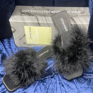 JEFFREY CAMPBELL Crush on U-2 in Black Sz 8
Feather slippers